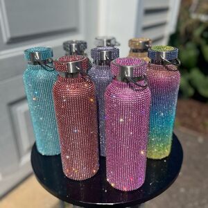 Rhinestone Stainless Steel Insulated Water bottle with Detachable Chain